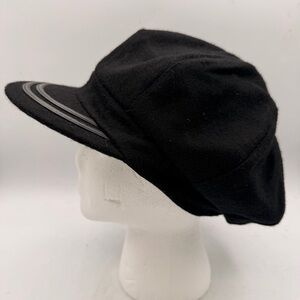 Vintage Black Newsboy Cap – Wool Rayon Blend – Made in Hong Kong